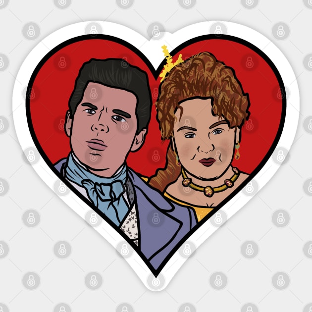 Colin and Penelope Sticker by rattraptees